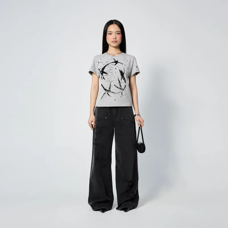 Slouchy Spike Jeans in Worn Black sold by Arthur Apparel