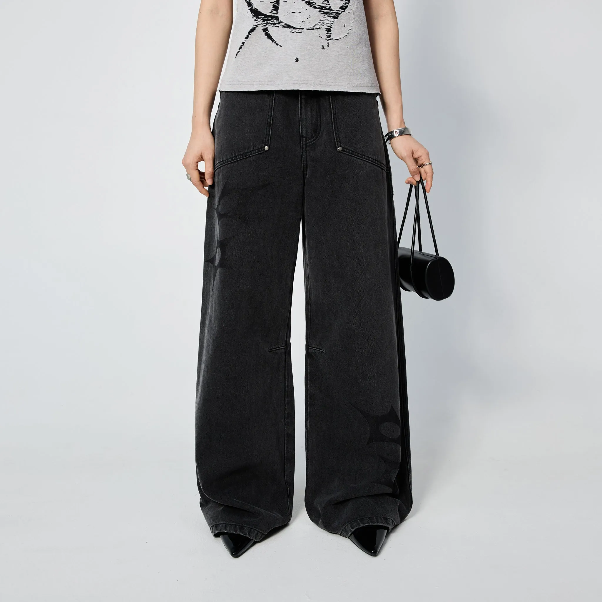 Slouchy Spike Jeans in Worn Black sold by Arthur Apparel product image thumbnail 2