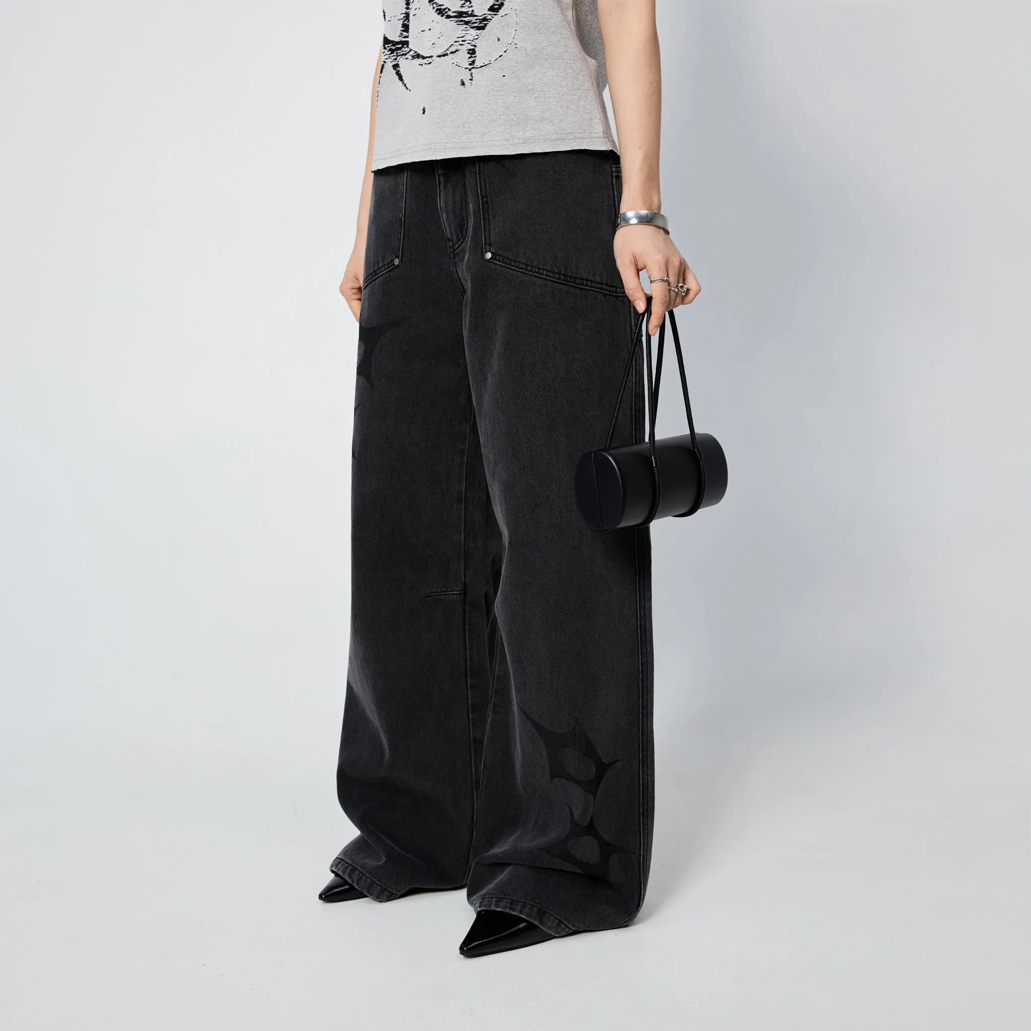 Slouchy Spike Jeans in Worn Black sold by Arthur Apparel product image thumbnail 3