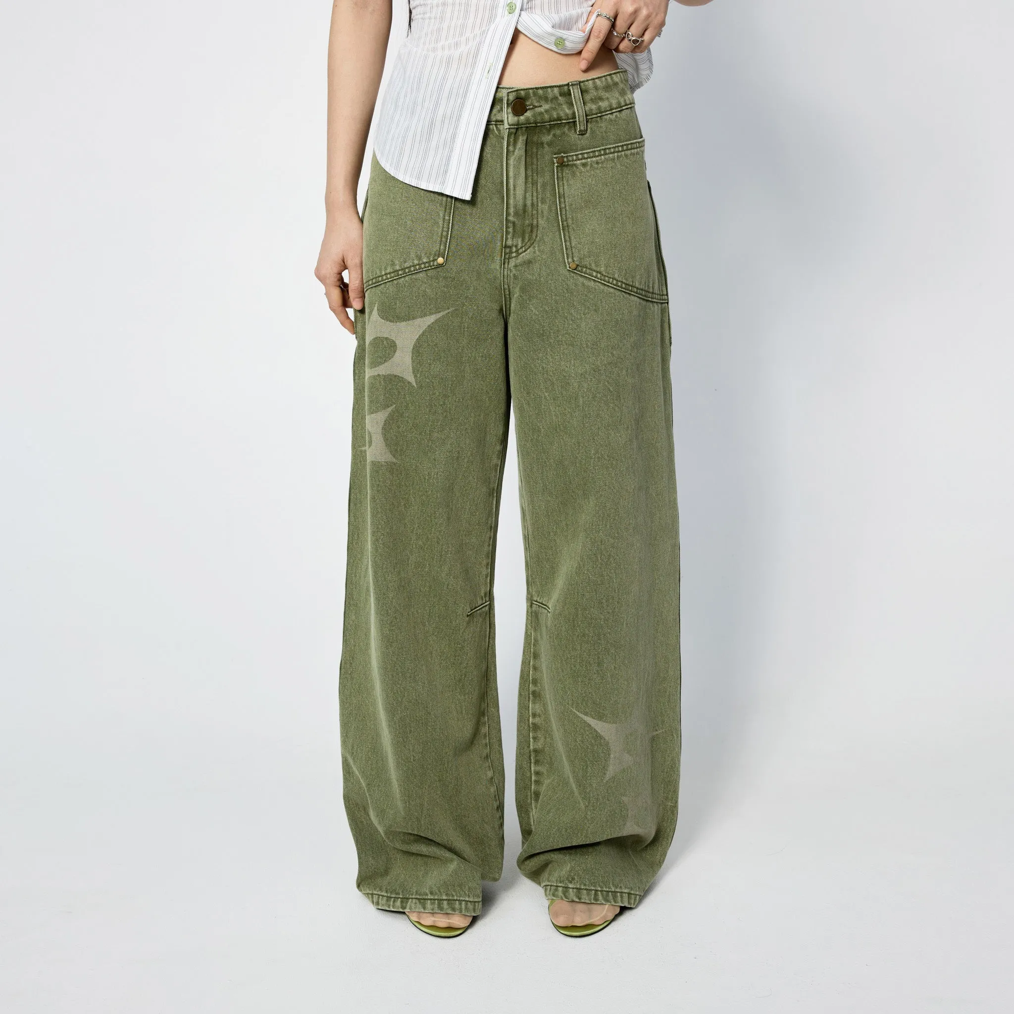 Slouchy Spike Jeans in Worn Swamp sold by Arthur Apparel product image thumbnail 2