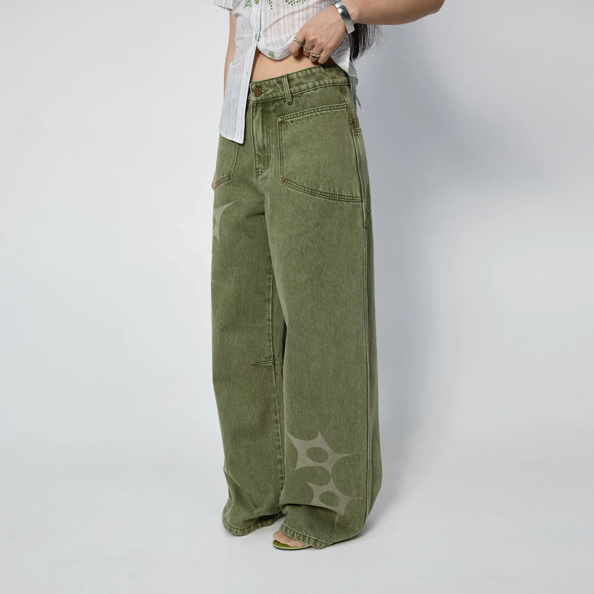 Slouchy Spike Jeans in Worn Swamp sold by Arthur Apparel product image thumbnail 3