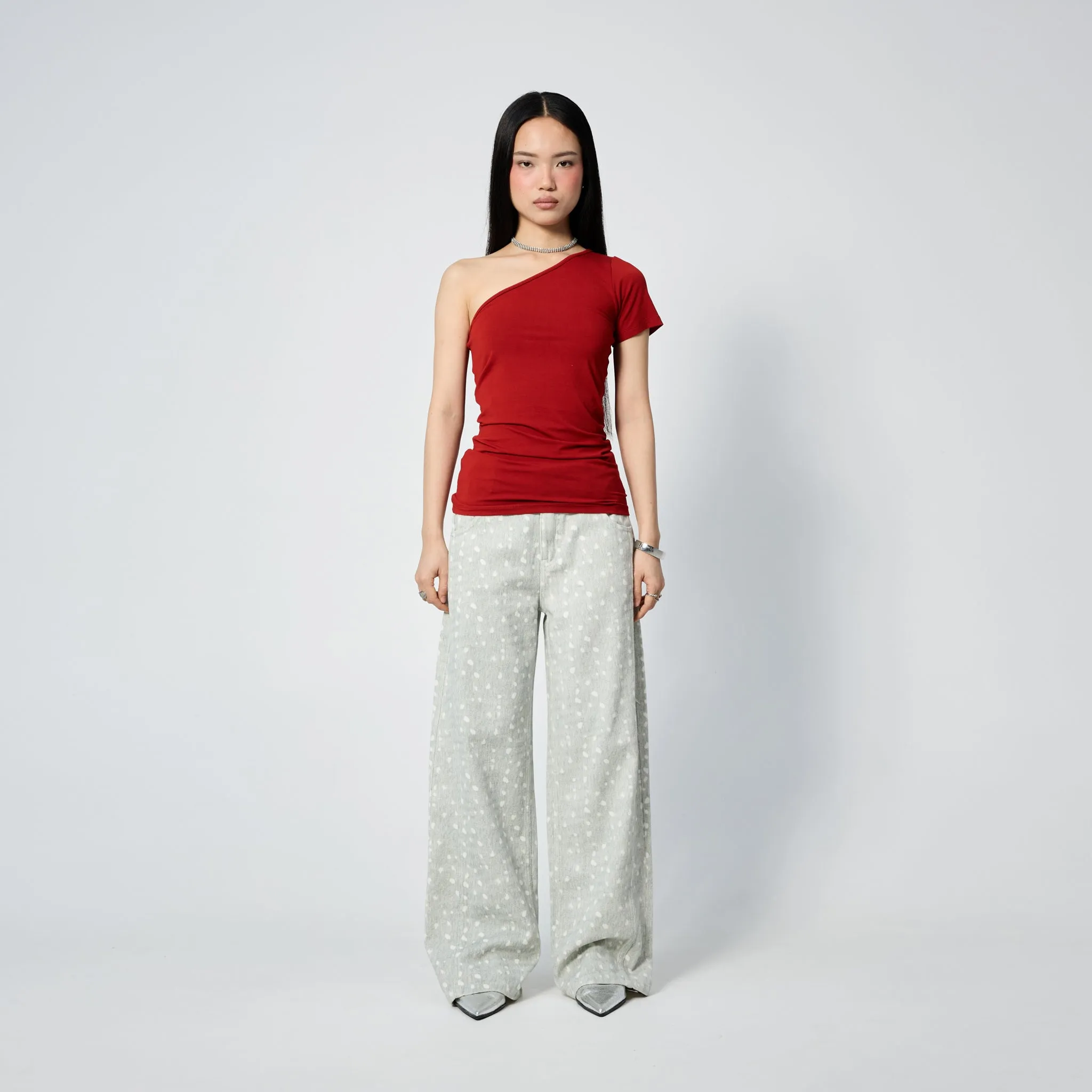 Straight Leg Jean in Mint Spots sold by Arthur Apparel