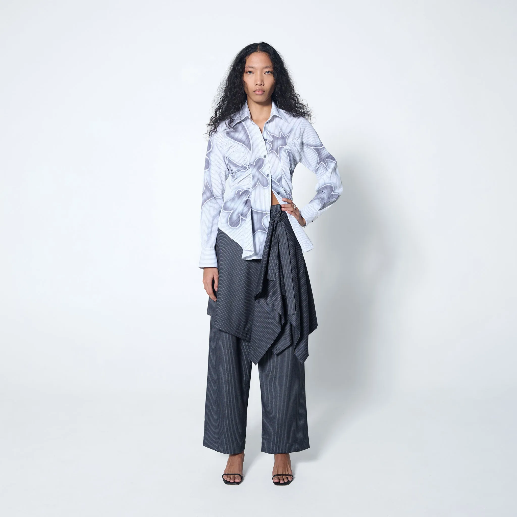 Origami Skirt in Grey Pinstripe sold by Arthur Apparel product image thumbnail 4