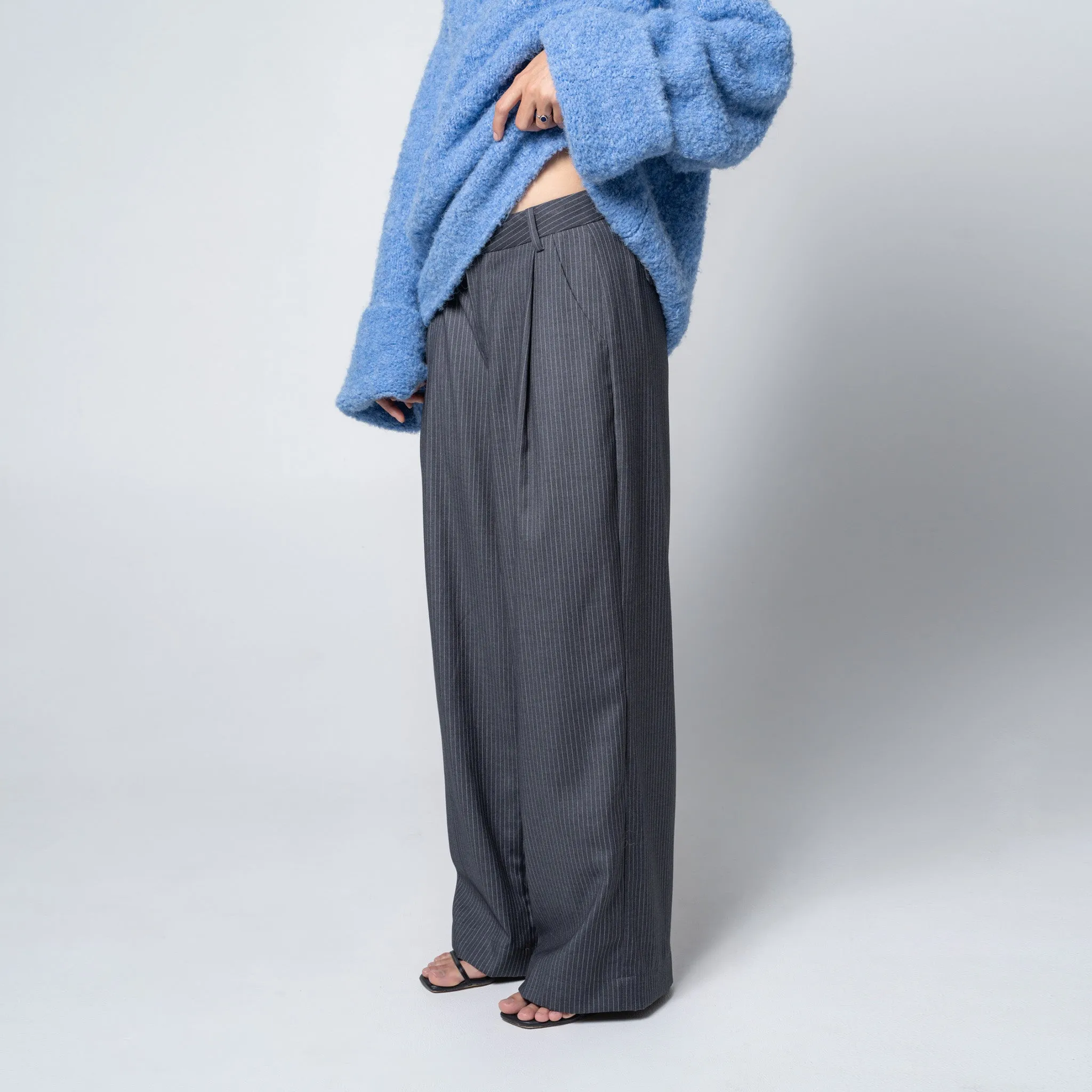 Slouchy Pleat Pant in Grey Pinstripe sold by Arthur Apparel product image thumbnail 3