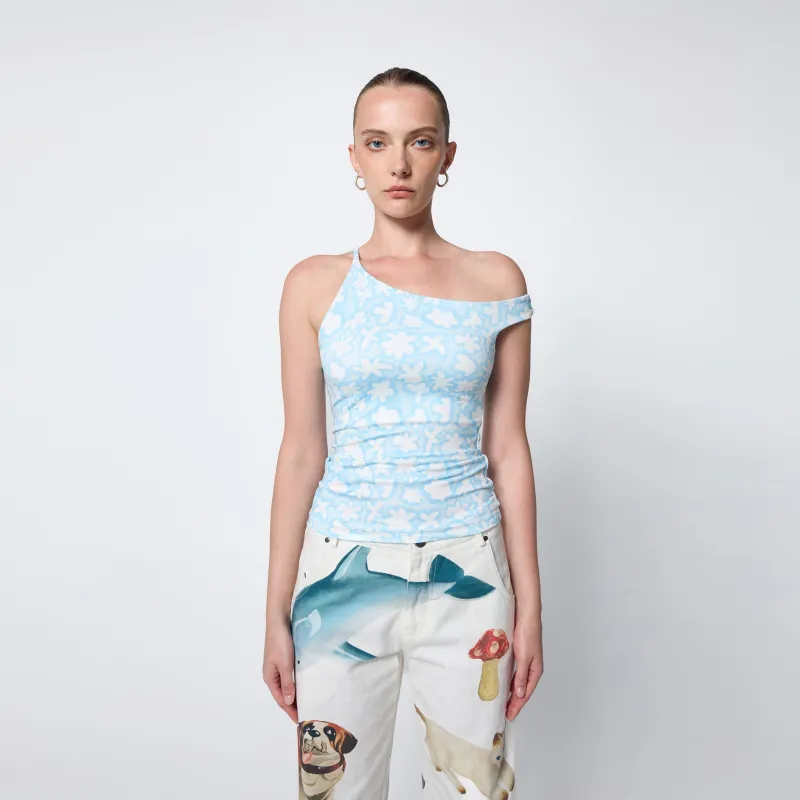 Asymmetric Tank in Daisy Doodles sold by Arthur Apparel