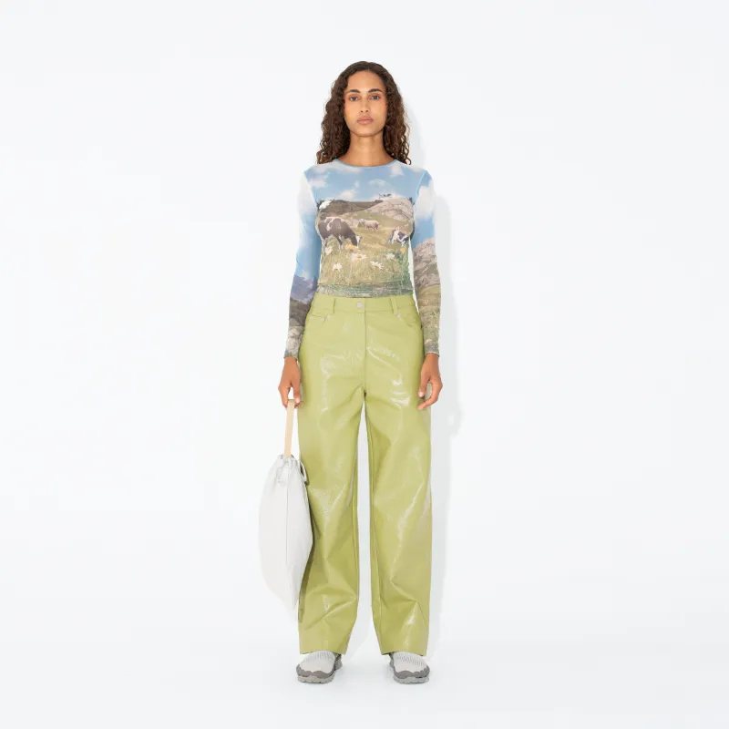 MID-RISE WAX PANT in Granny Smith sold by Arthur Apparel