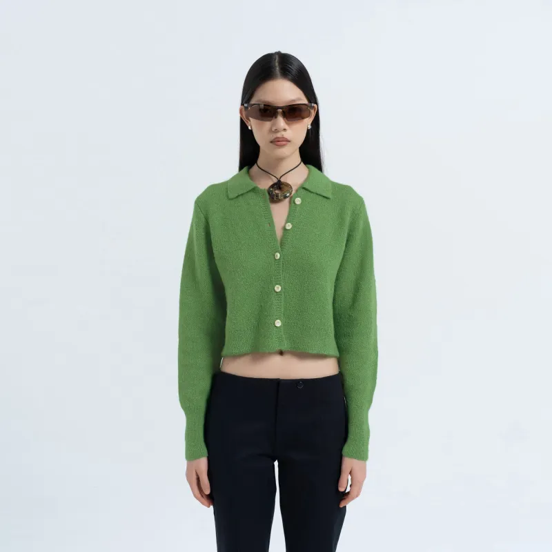 Greetings Cardigan in Grass sold by Arthur Apparel