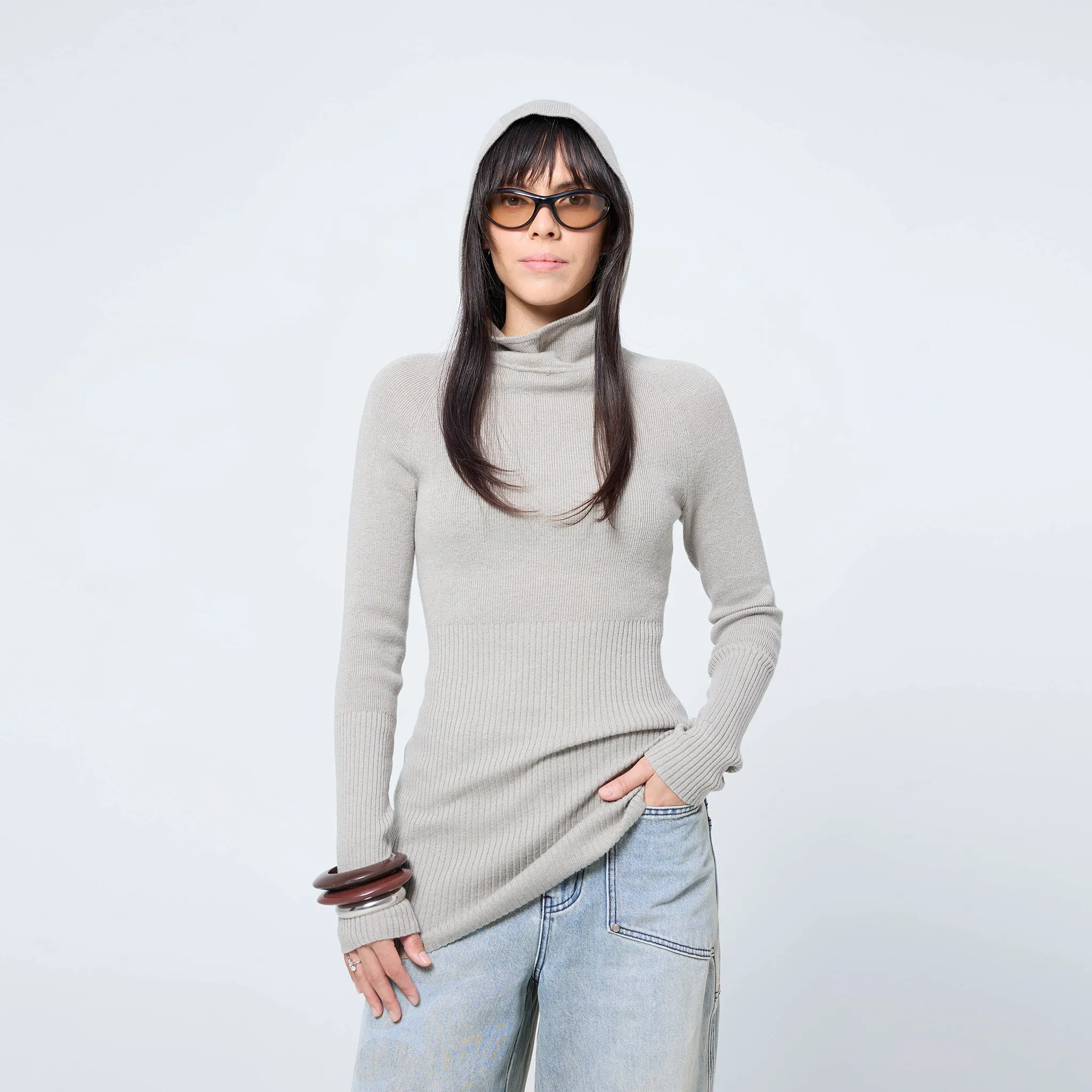 Hooded Skivvy in Plaster sold by Arthur Apparel product image thumbnail 3