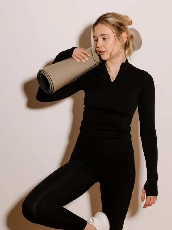 Longsleeve Motion z zamkiem, Black sold by JOYINME