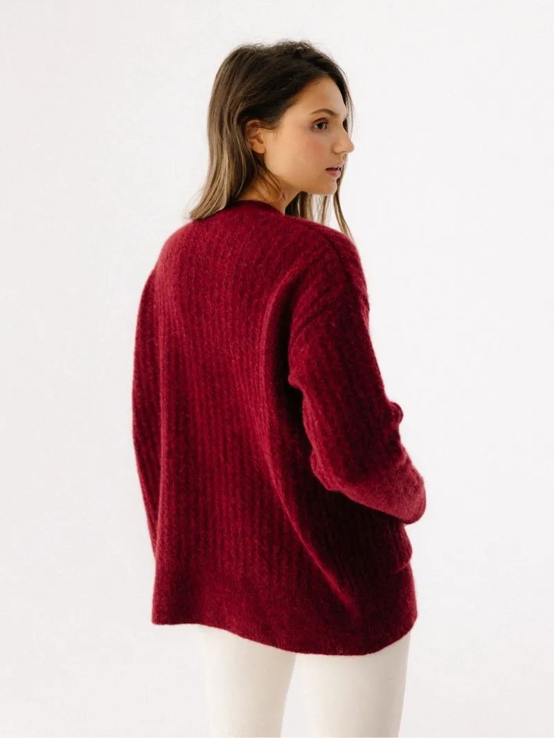 Ultra miękki sweter Yasumi z wełną jagnięcą, Merlot sold by JOYINME product image thumbnail 5