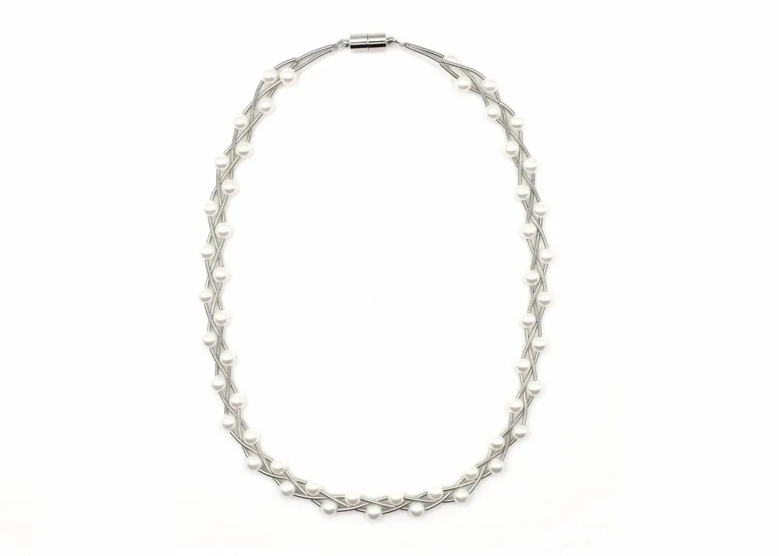 Piano Wire and Braided Pearl Necklace sold by Museum of Musical Instruments