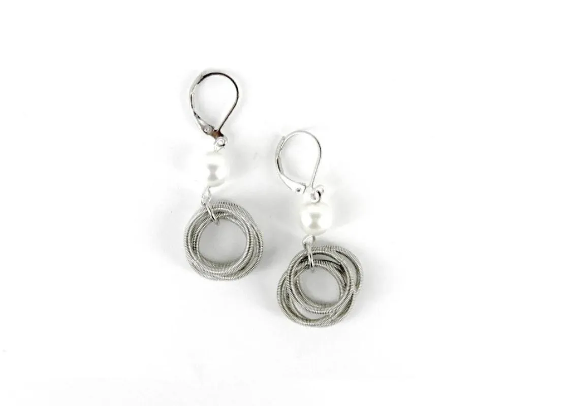 Piano Wire and Pearl Earrings made by Museum of Musical Instruments
