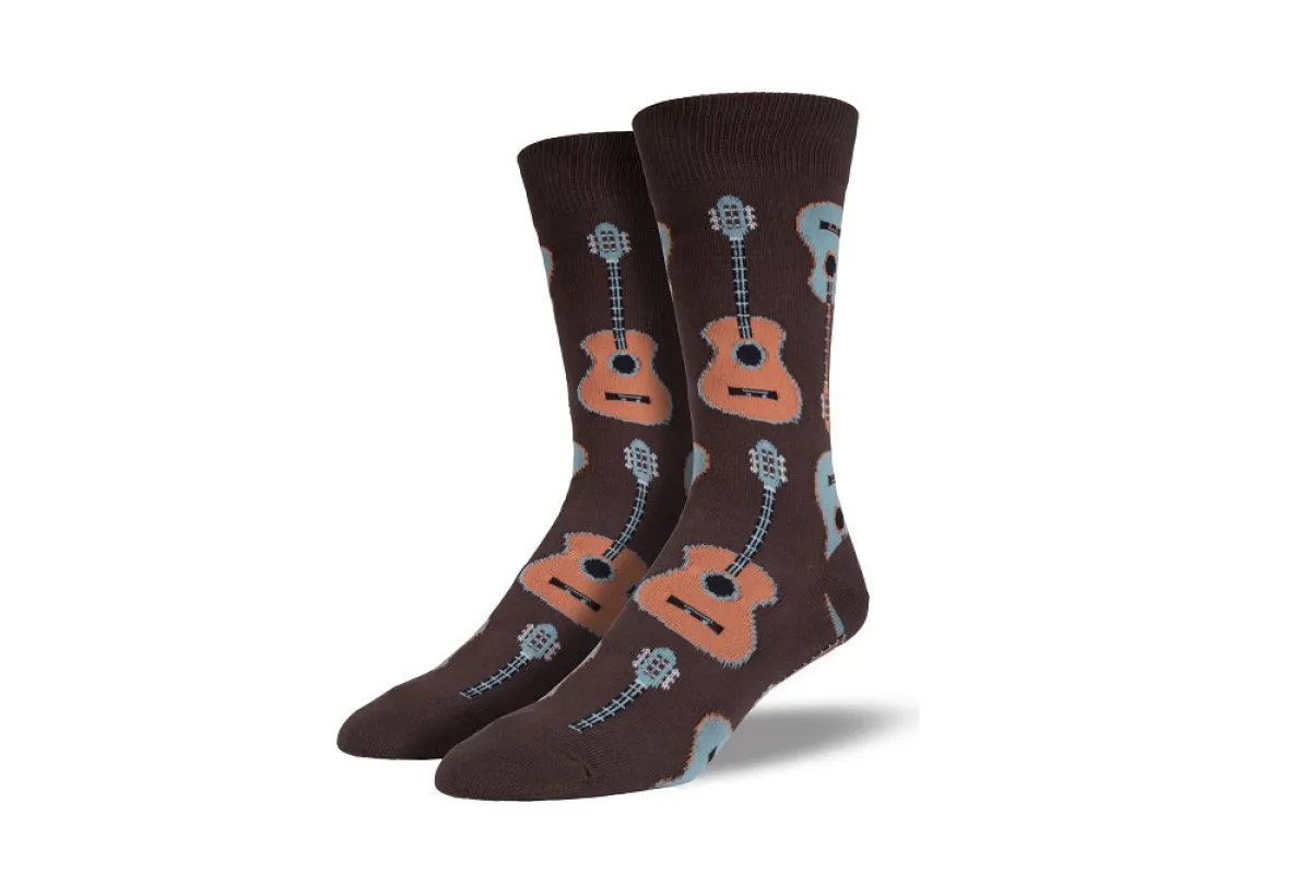 Men's Brown Guitar Socks sold by Museum of Musical Instruments