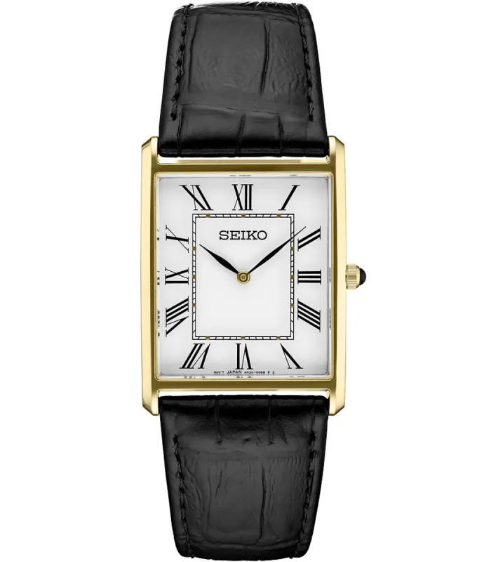 Seiko Men's Essential Quartz Analog Black Leather Strap Watch made by Seiko
