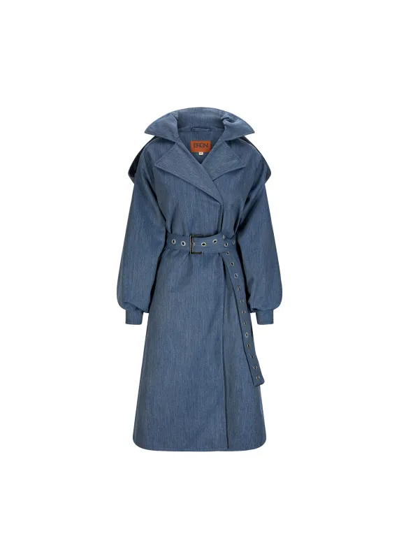 Duskregn Maxi Trench Coat - Denim Blue sold by brgn