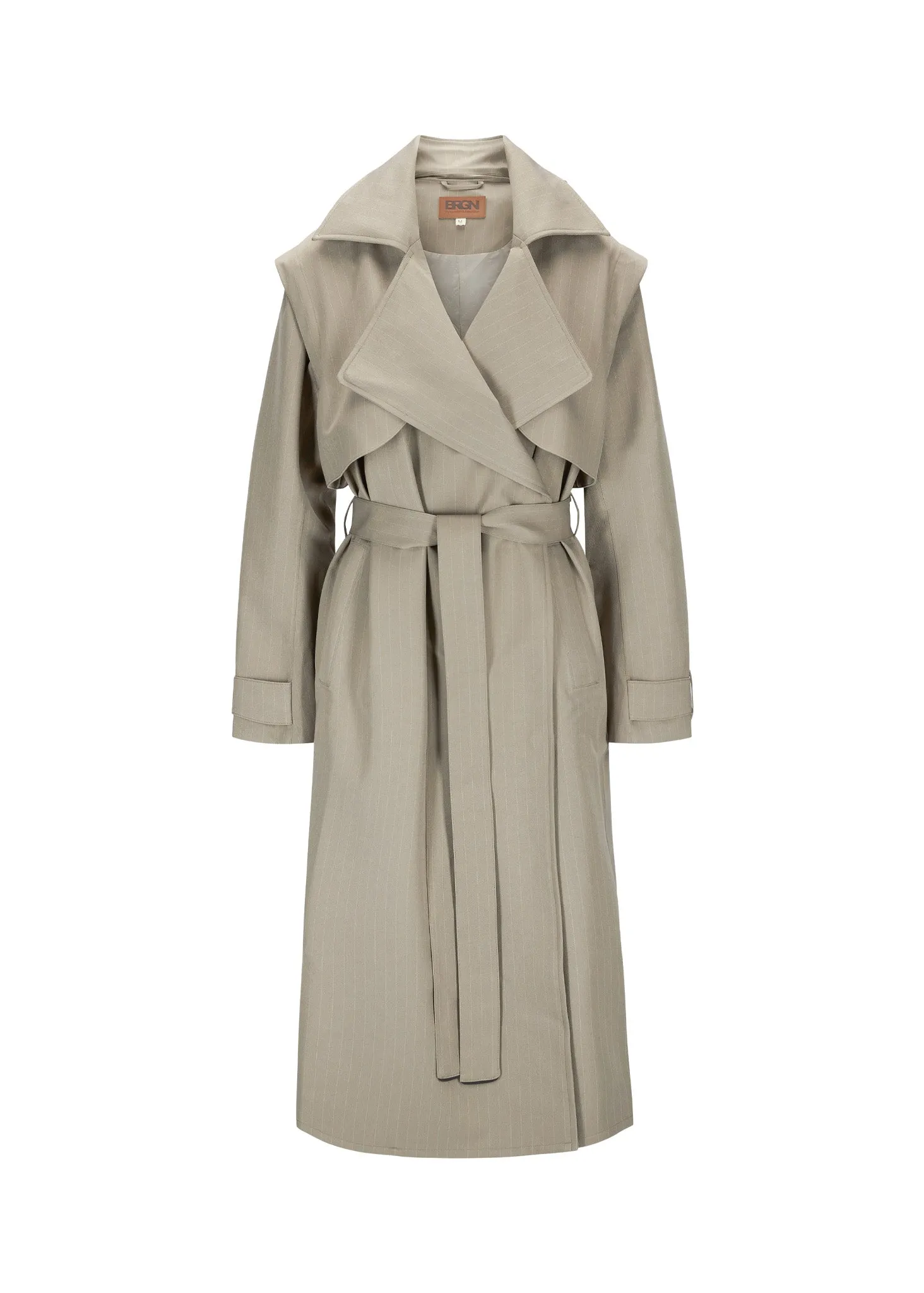 Regndråpe Trench Coat - Taupe Pinstripe sold by brgn
