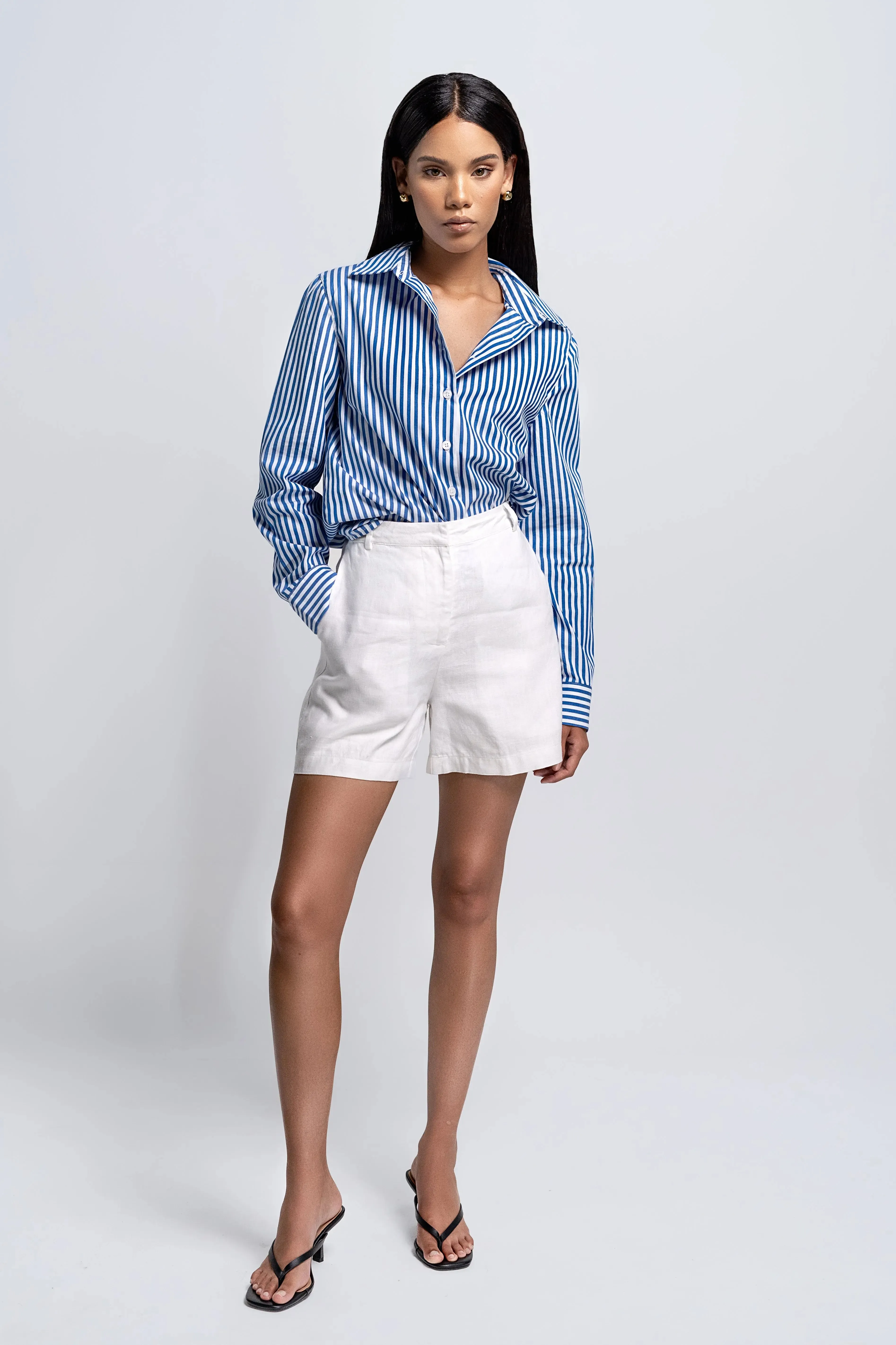 Petite White Linen Shorts sold by Etela Petite product image thumbnail 2