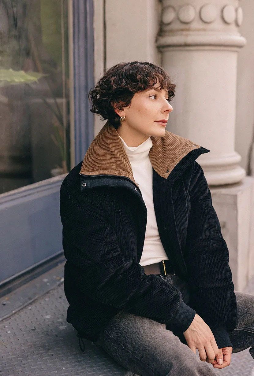 Carter Corduroy Down Jacket - Black sold by Etela Petite product image thumbnail 3