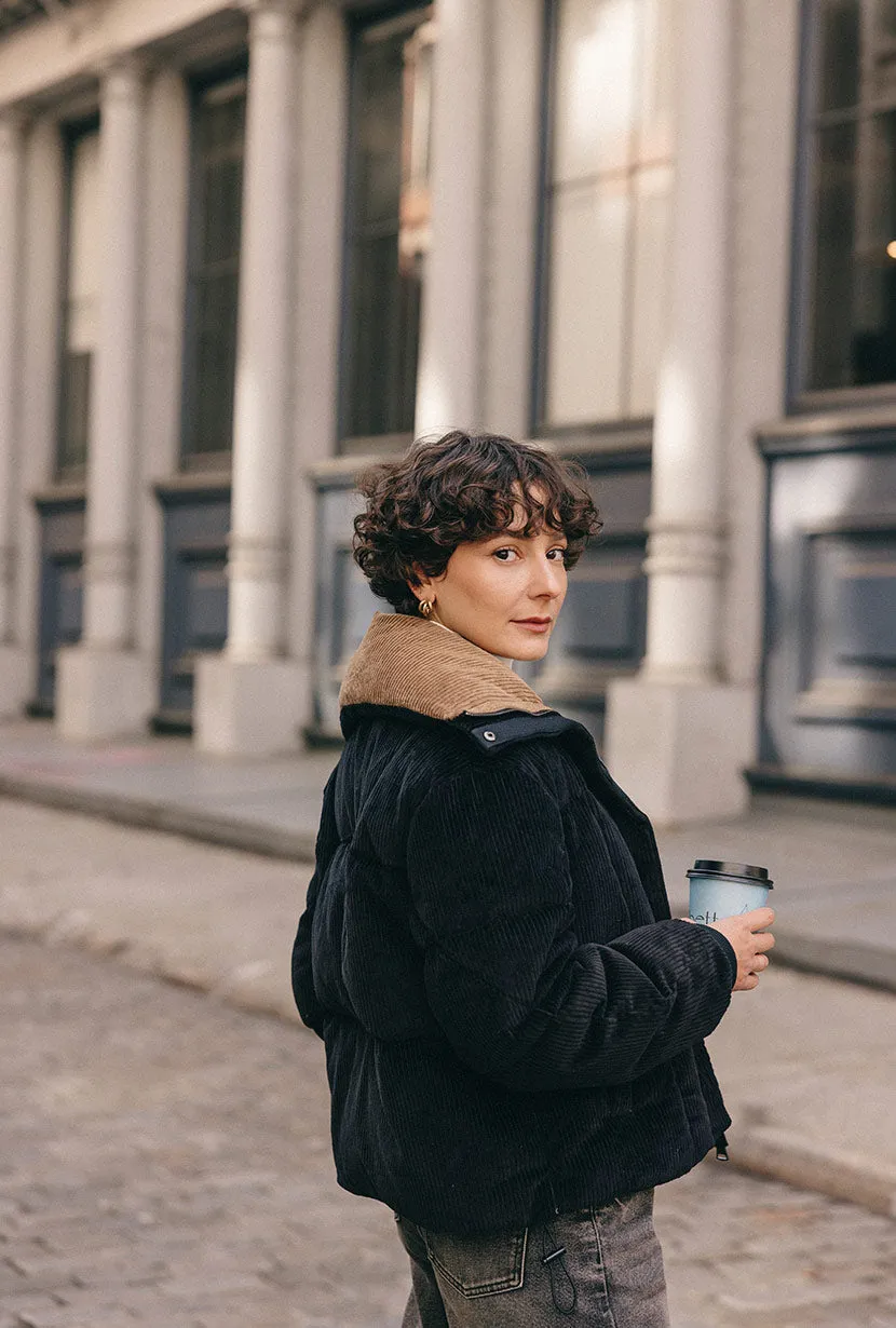 Carter Corduroy Down Jacket - Black sold by Etela Petite product image thumbnail 4