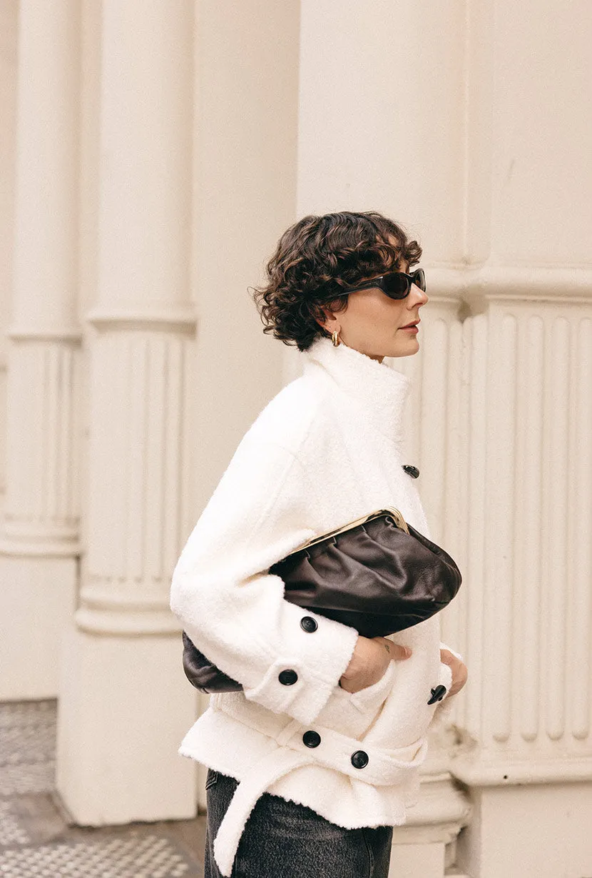 Cole Oversized Wool Short Coat - Ivory sold by Etela Petite product image thumbnail 4