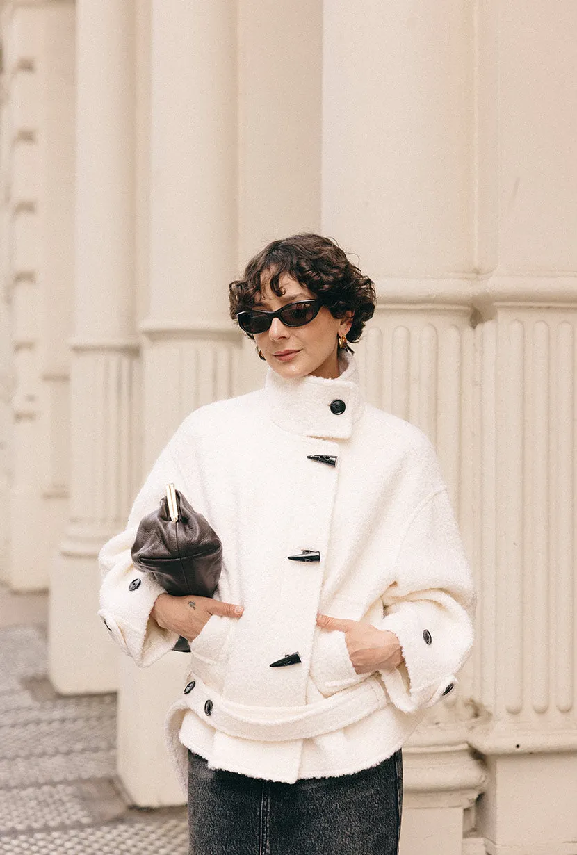 Cole Oversized Wool Short Coat - Ivory sold by Etela Petite product image thumbnail 5