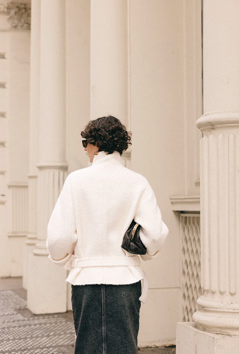 Cole Oversized Wool Short Coat - Ivory sold by Etela Petite product image thumbnail 3