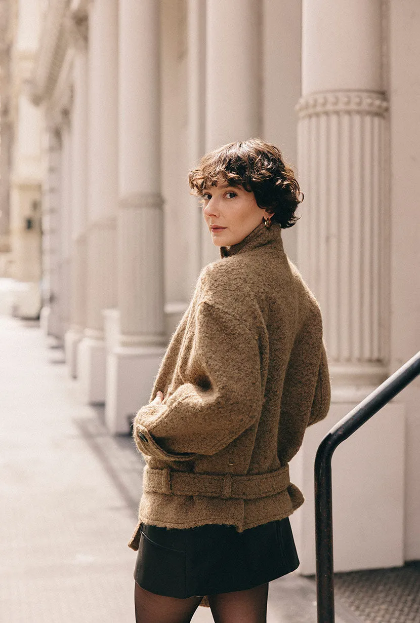 Cole Oversized Wool Short Coat - Brown sold by Etela Petite product image thumbnail 5