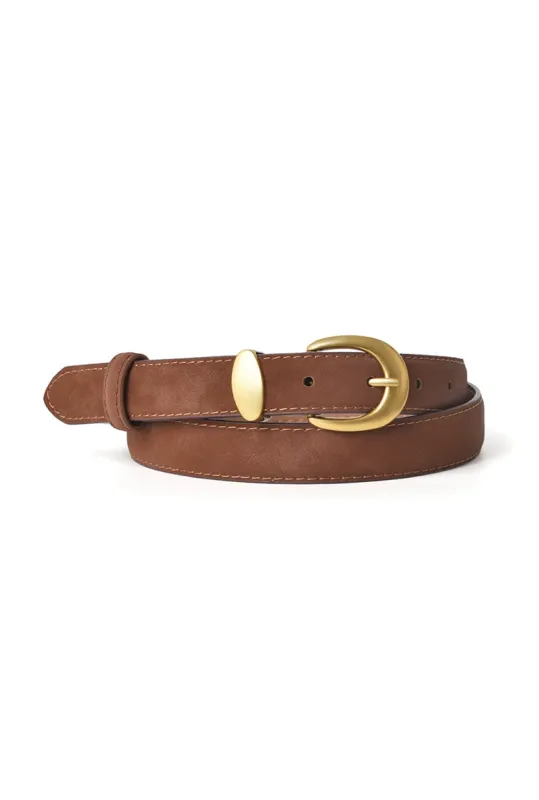 Camel and Gold Frosted Leather Belt sold by Etela Petite