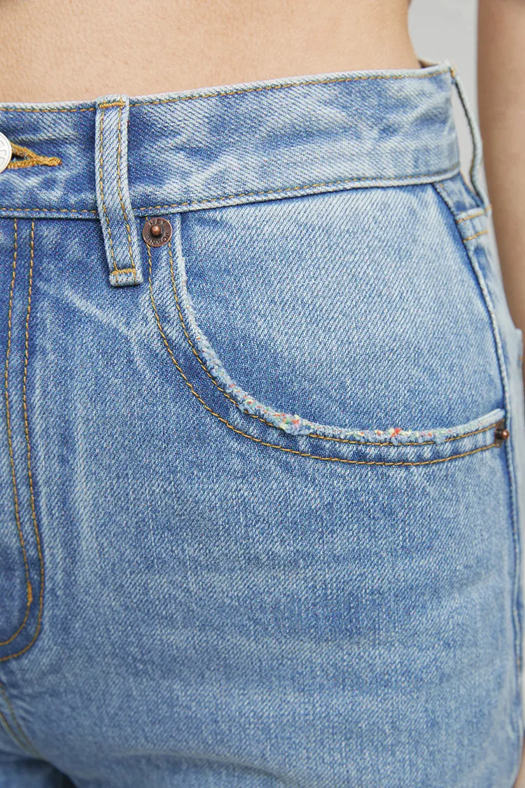 Moon Curve Raw Hem Crop Jeans sold by Etela Petite product image thumbnail 2