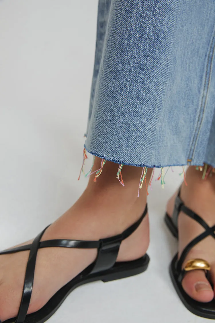 Moon Curve Raw Hem Crop Jeans sold by Etela Petite product image thumbnail 4