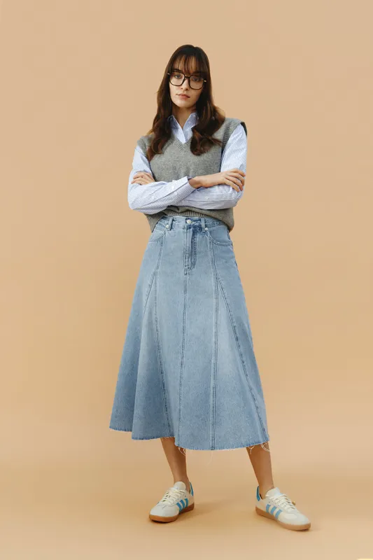 Monica Swing Denim Skirt made by Hey Joanie