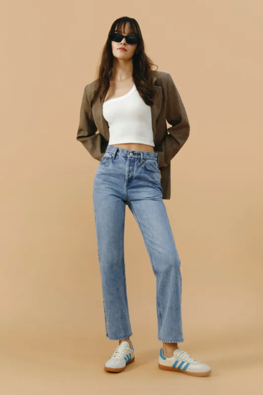 Manhattan High Rise Straight Ankle Jeans sold by Etela Petite