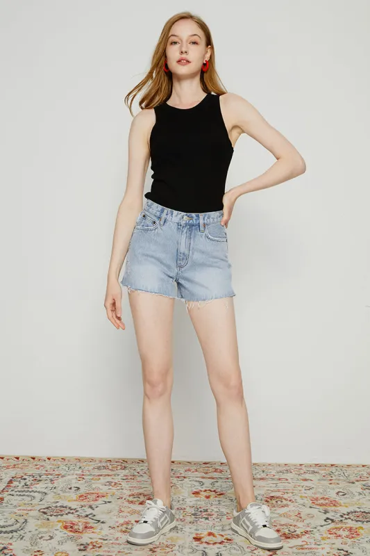 High Rise Denim Shorts sold by Etela Petite