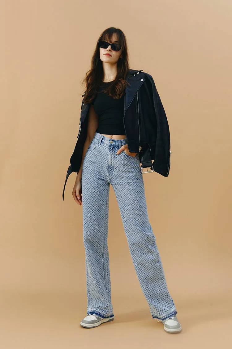 Coney Island Whitefish Tweed Wide Jeans sold by Etela Petite