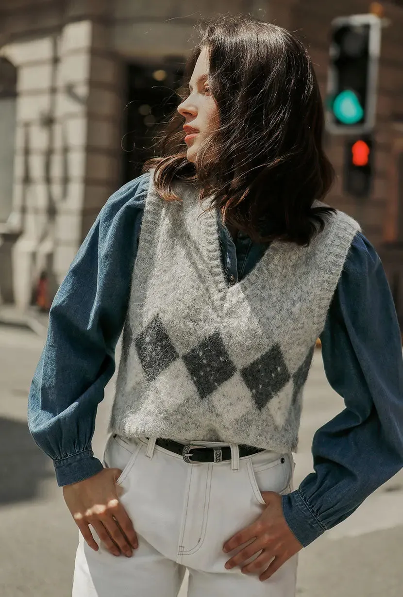 Danica Knitted Alpaca Vest - Gray sold by Etela Petite product image thumbnail 3