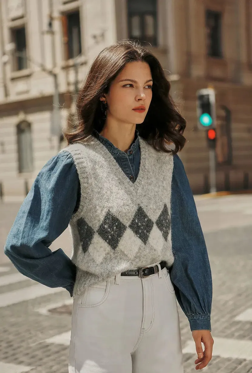 Danica Knitted Alpaca Vest - Gray sold by Etela Petite