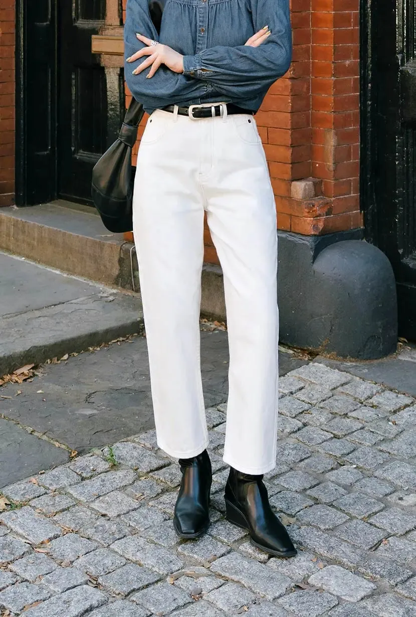 Bentley Straight Cropped Petite Jeans - White sold by Etela Petite