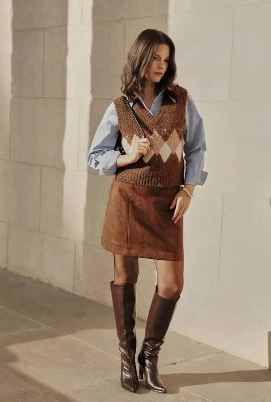 Danica Knitted Alpaca Vest - Brown sold by Etela Petite