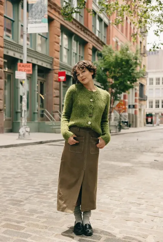 Brayden Alpaca Cardigan - Olive Green sold by Etela Petite