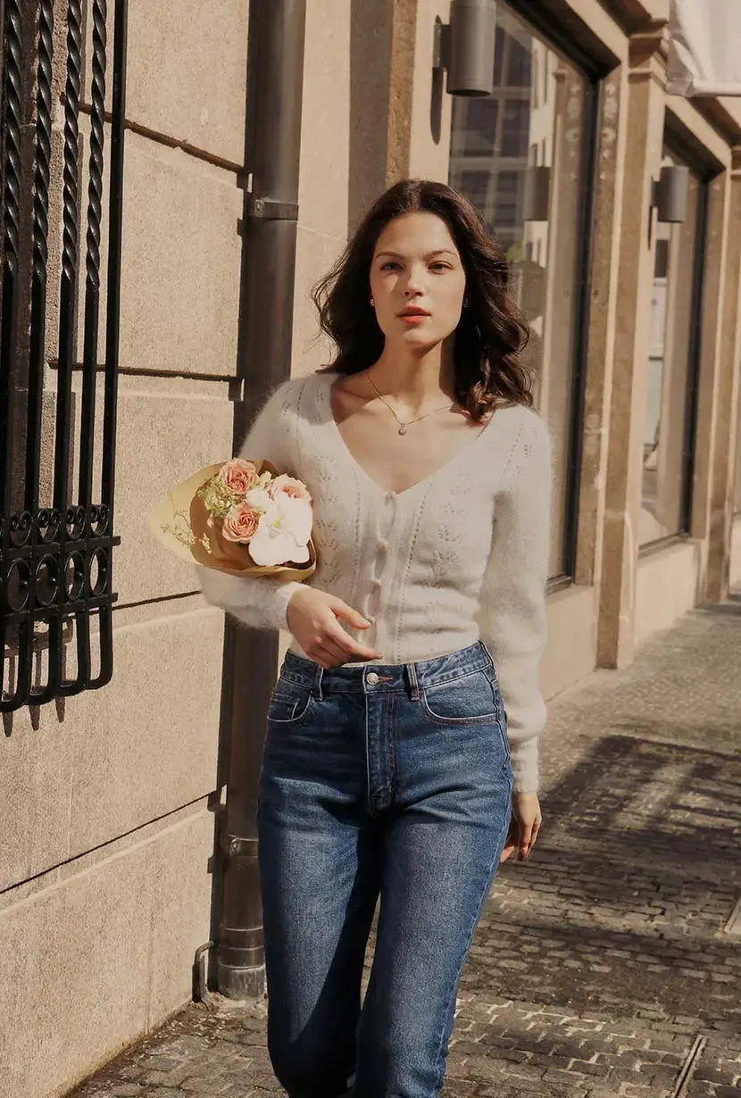 Carissa Mohair Cardigan - Ivory sold by Etela Petite product image thumbnail 2