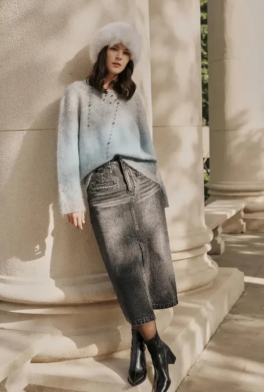 Debbie Denim Pencil Skirt - Black sold by Etela Petite