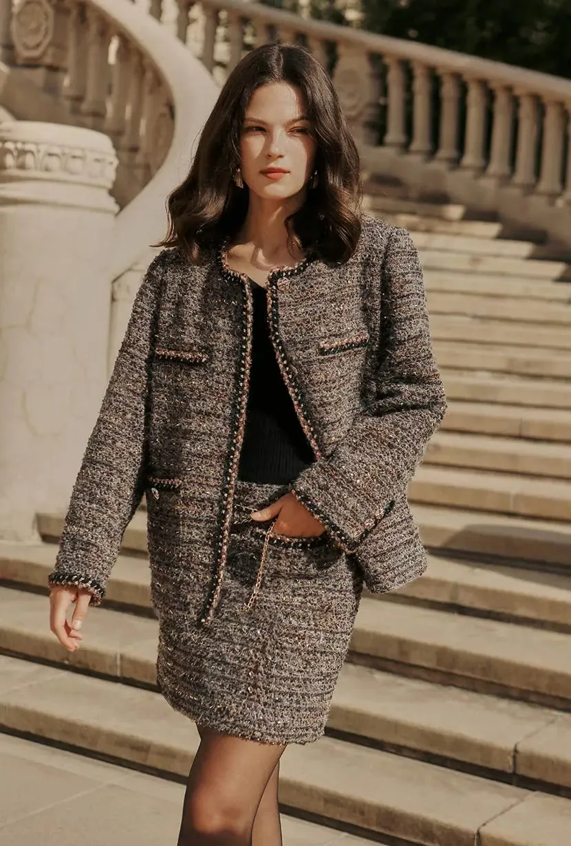 Ashton Mini Wool Tweed Skirt - Charcoal sold by Etela Petite product image thumbnail 5