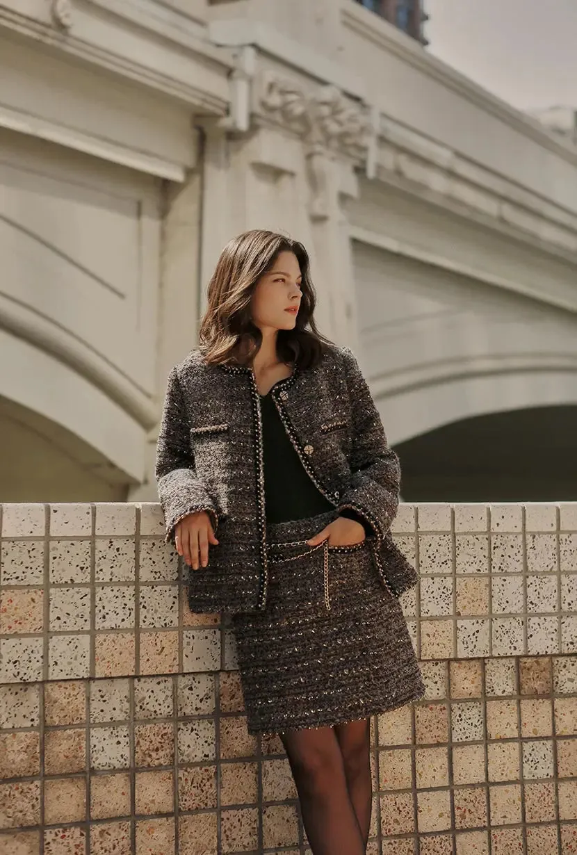 Ashton Mini Wool Tweed Skirt - Charcoal sold by Etela Petite product image thumbnail 2