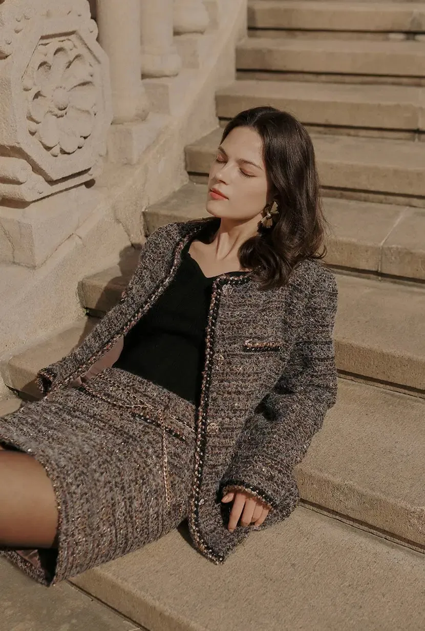 Ashton Mini Wool Tweed Skirt - Charcoal sold by Etela Petite product image thumbnail 4