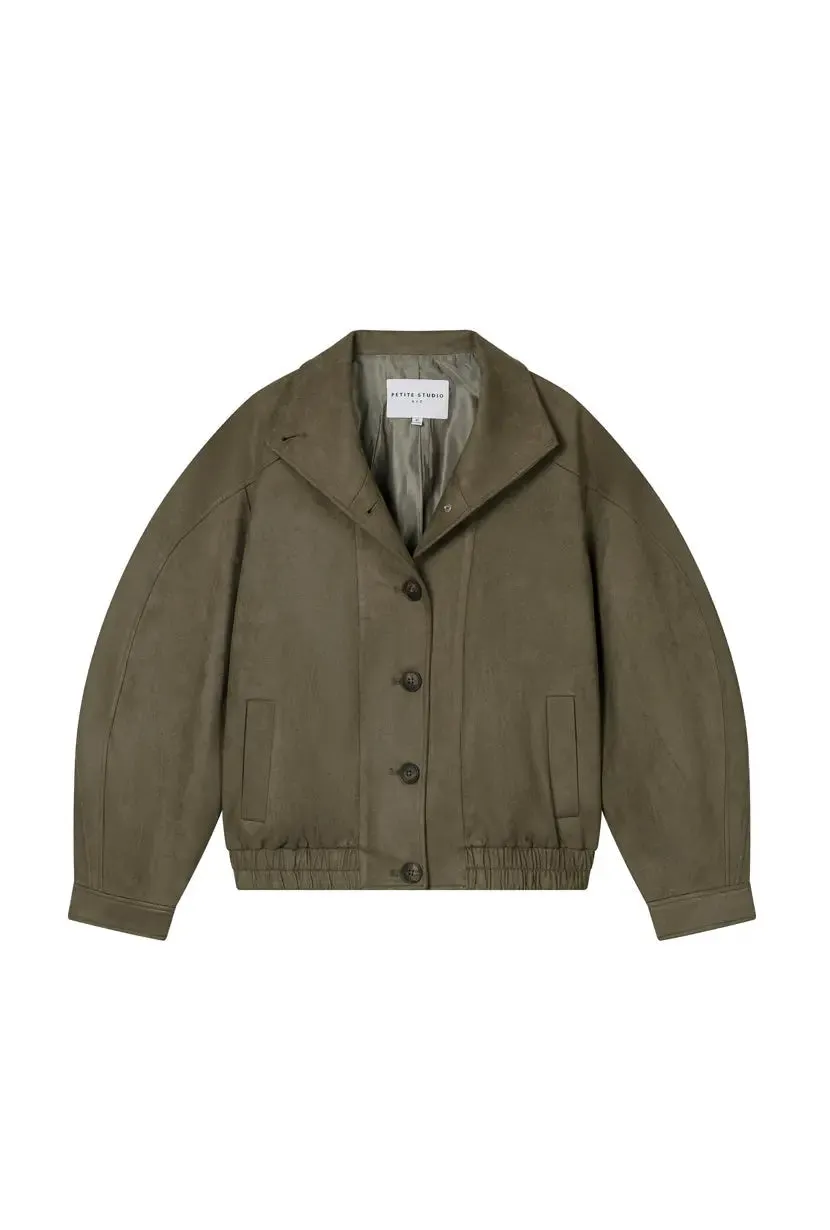 Ashley Oversized Suede Jacket - Kahki Green sold by Etela Petite product image thumbnail 2