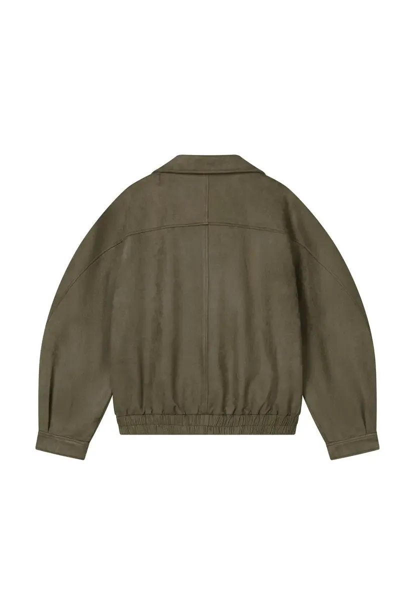 Ashley Oversized Suede Jacket - Kahki Green sold by Etela Petite product image thumbnail 3