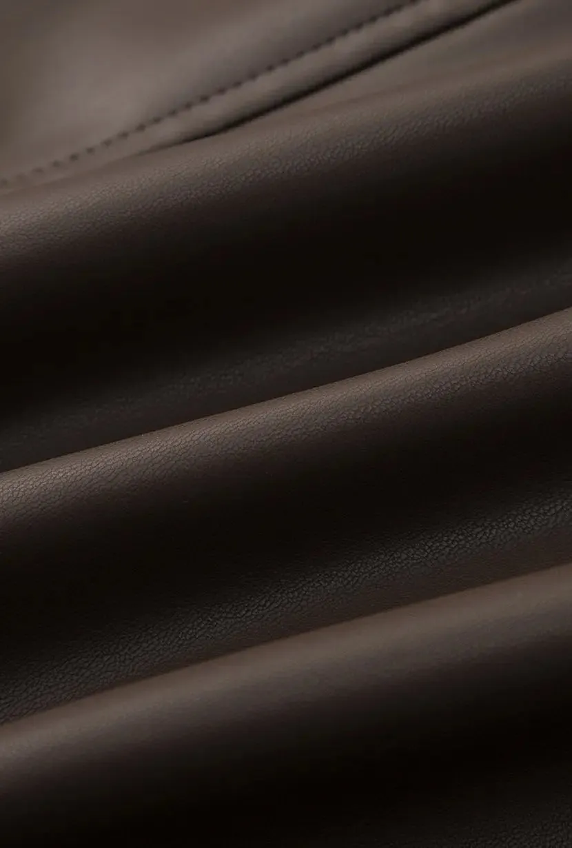 Ashley Oversized Faux Leather Jacket - Dark Umber sold by Etela Petite product image thumbnail 2