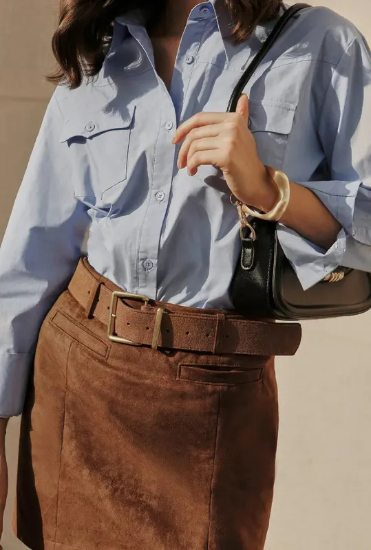 Coleen Cotton Shirt - Blue sold by Etela Petite