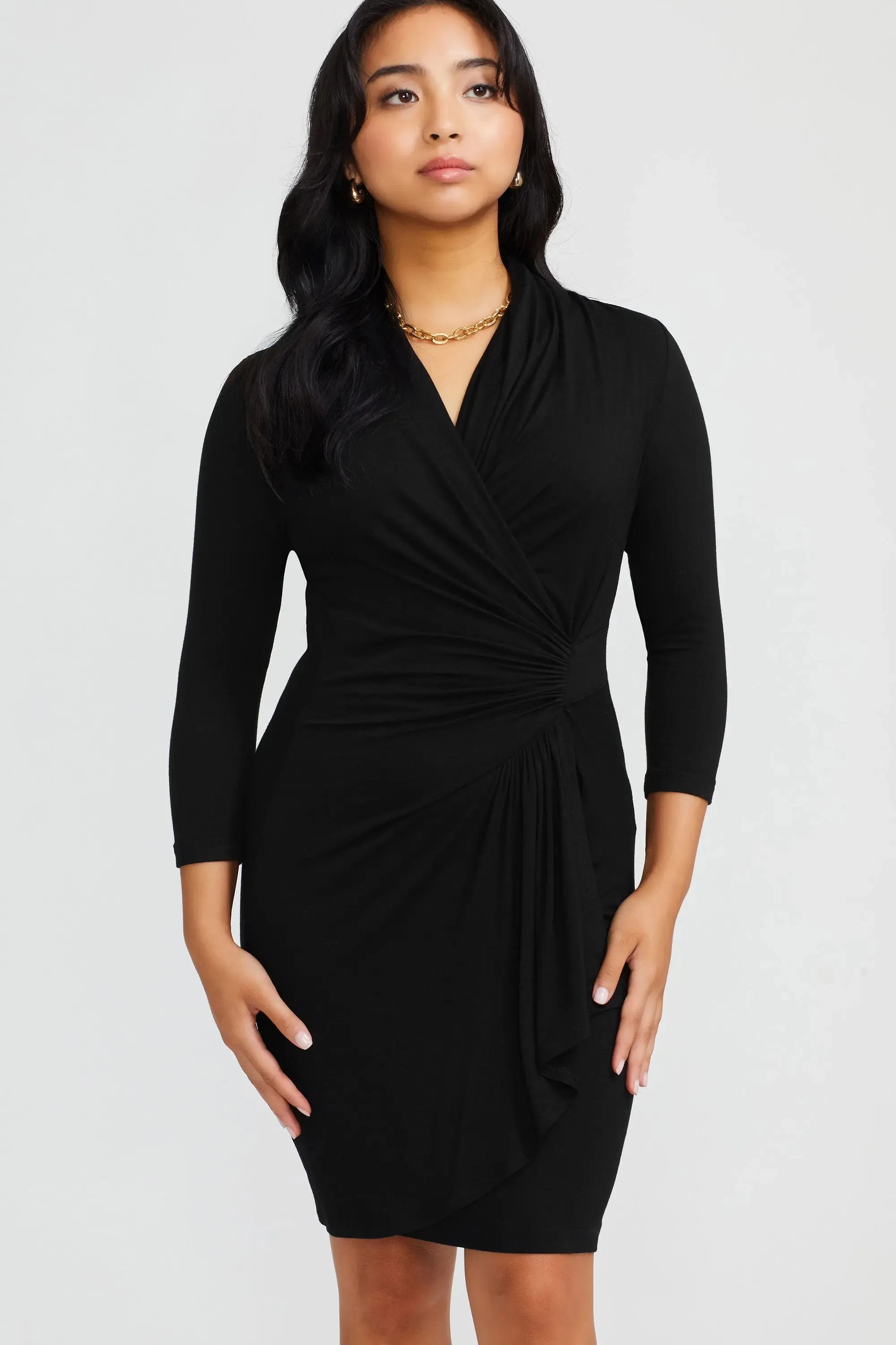 Petite Size Cascade Wrap Dress sold by Etela Petite product image thumbnail 2