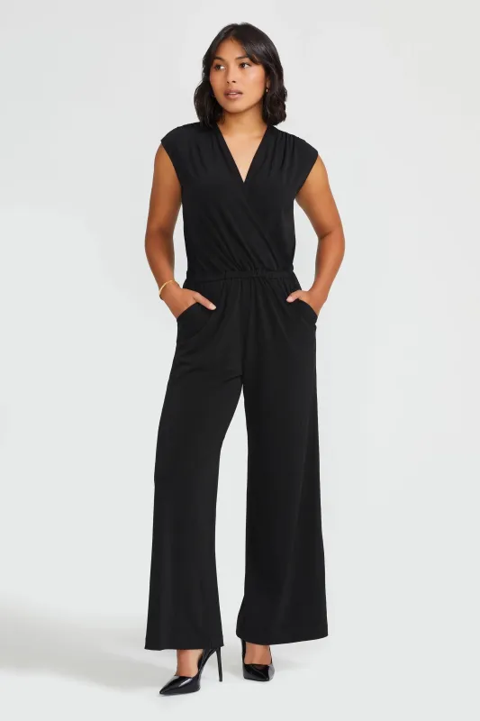 Petite Sleeveless Travel Jersey Jumpsuit sold by Etela Petite